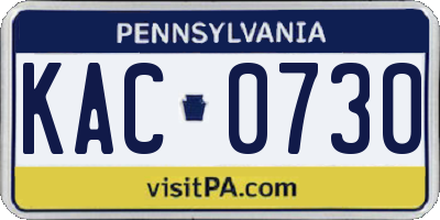 PA license plate KAC0730