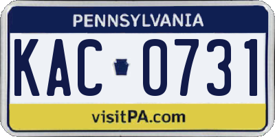PA license plate KAC0731