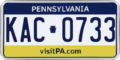 PA license plate KAC0733