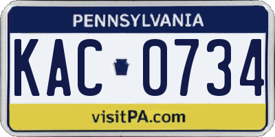 PA license plate KAC0734
