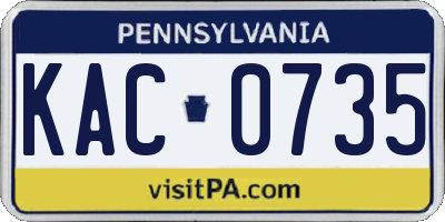 PA license plate KAC0735