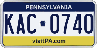 PA license plate KAC0740