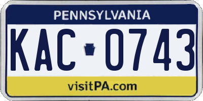 PA license plate KAC0743