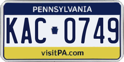 PA license plate KAC0749