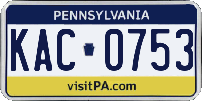 PA license plate KAC0753