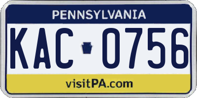 PA license plate KAC0756