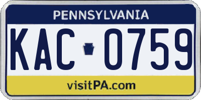 PA license plate KAC0759