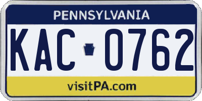 PA license plate KAC0762