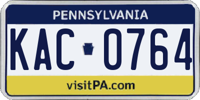 PA license plate KAC0764