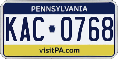PA license plate KAC0768