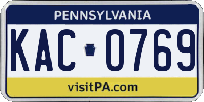 PA license plate KAC0769