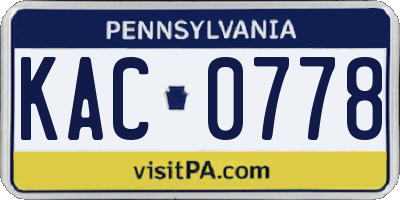 PA license plate KAC0778