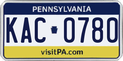 PA license plate KAC0780