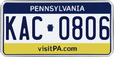 PA license plate KAC0806