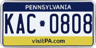 PA license plate KAC0808