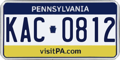 PA license plate KAC0812