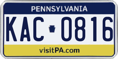 PA license plate KAC0816
