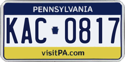 PA license plate KAC0817