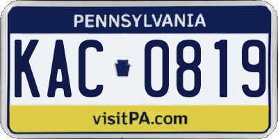 PA license plate KAC0819