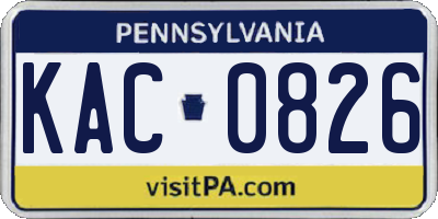 PA license plate KAC0826