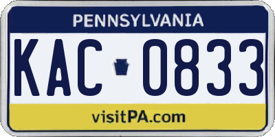 PA license plate KAC0833