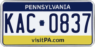 PA license plate KAC0837
