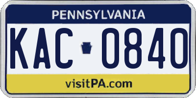 PA license plate KAC0840