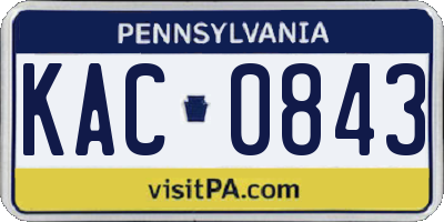 PA license plate KAC0843