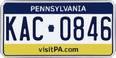 PA license plate KAC0846