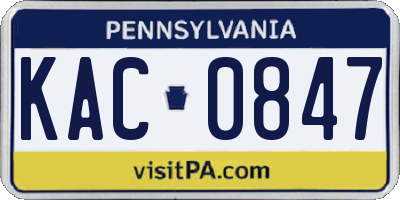 PA license plate KAC0847
