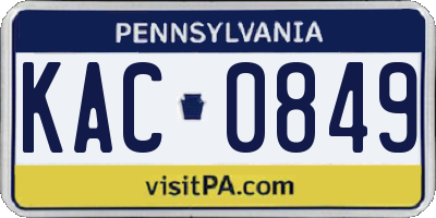 PA license plate KAC0849
