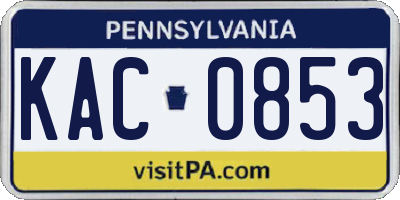 PA license plate KAC0853