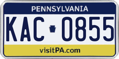 PA license plate KAC0855