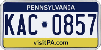 PA license plate KAC0857