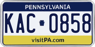 PA license plate KAC0858