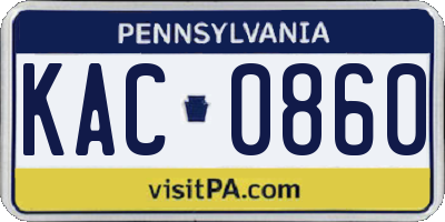 PA license plate KAC0860