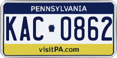 PA license plate KAC0862