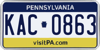 PA license plate KAC0863