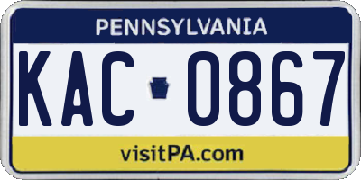 PA license plate KAC0867