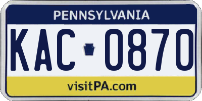 PA license plate KAC0870