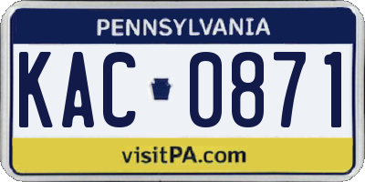 PA license plate KAC0871