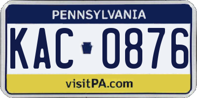 PA license plate KAC0876