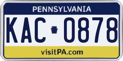 PA license plate KAC0878