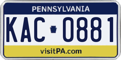 PA license plate KAC0881
