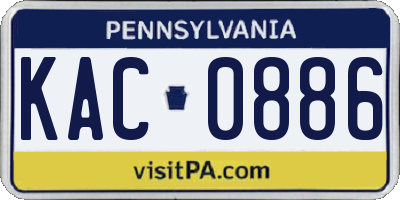 PA license plate KAC0886