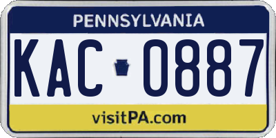 PA license plate KAC0887