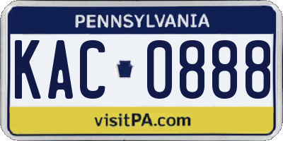 PA license plate KAC0888