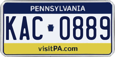 PA license plate KAC0889