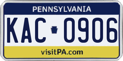 PA license plate KAC0906