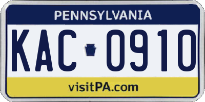 PA license plate KAC0910